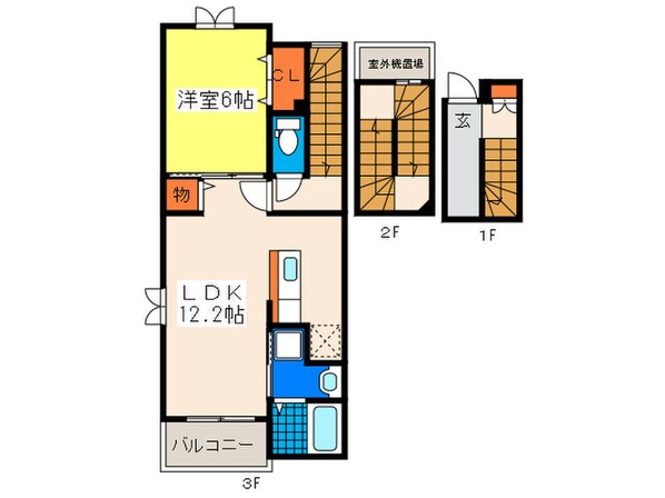 メゾンドペルレ住村Ⅱの物件間取画像